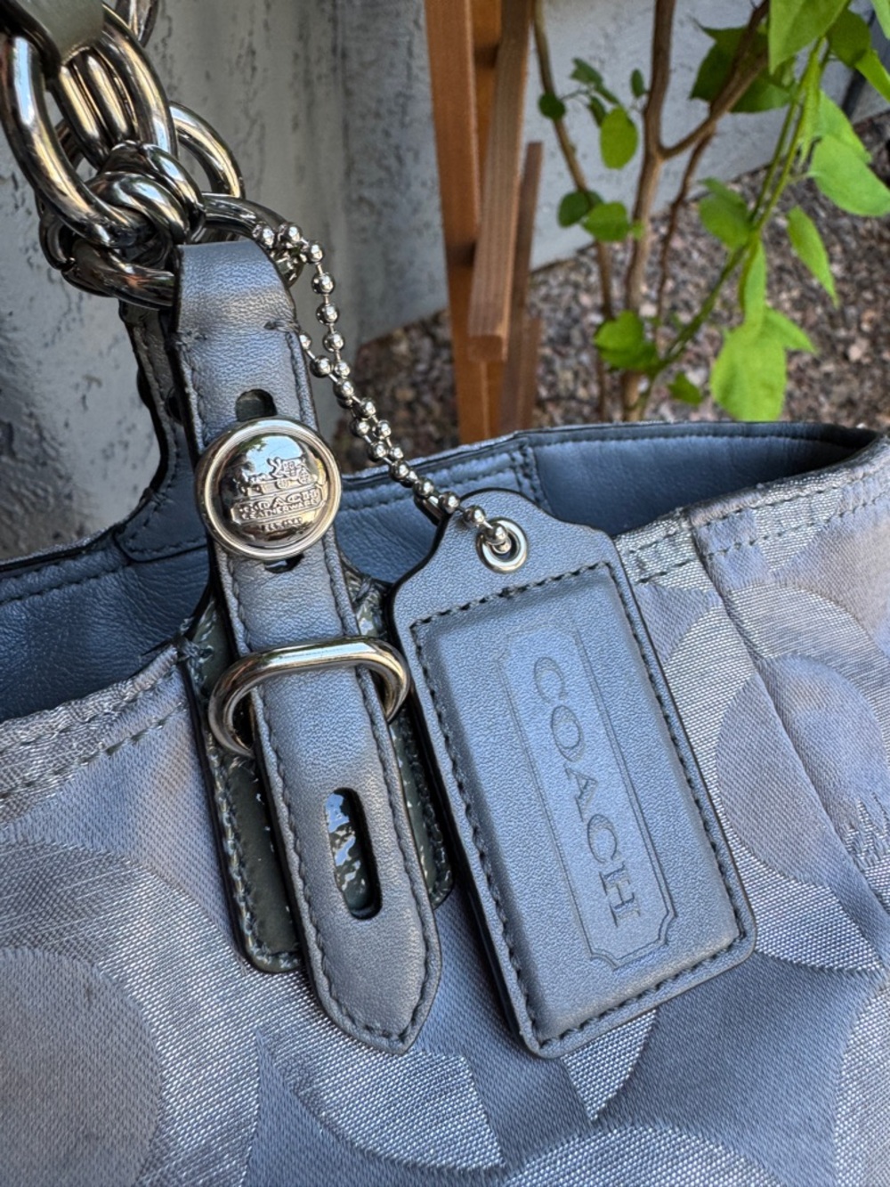 Coach Mis Op Art Lurex Monogram Canvas Shoulder Bag - Picture 8 of 16